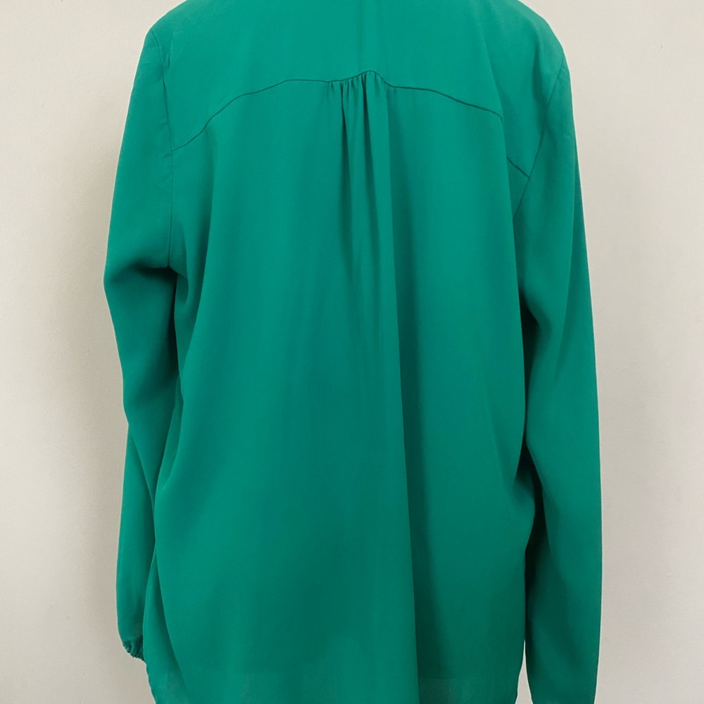 Pleione Emerald Green Relaxed Blouse with V-Neck - Picture 5 of 5